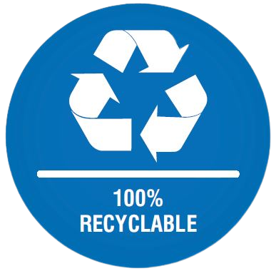 100% recyclable logo